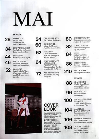 Vogue Inhaltsverzeichnis