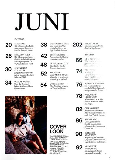 Vogue Inhaltsverzeichnis