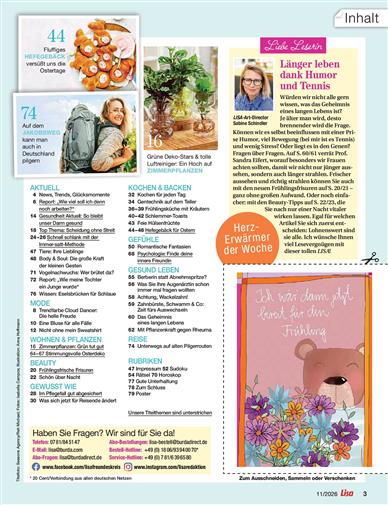 Lisa Inhaltsverzeichnis