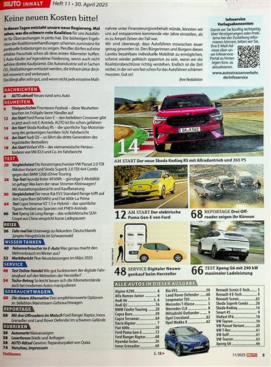 AUTOstraßenverkehr Inhaltsverzeichnis
