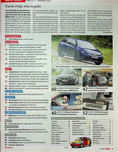 AUTOstraßenverkehr Inhaltsverzeichnis
