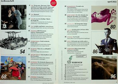 Das Magazin Inhaltsverzeichnis