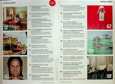 Das Magazin Inhaltsverzeichnis