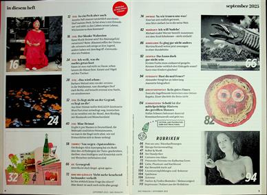 Das Magazin Inhaltsverzeichnis