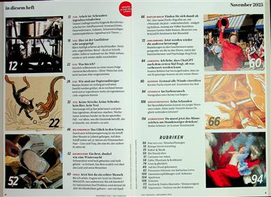Das Magazin Inhaltsverzeichnis