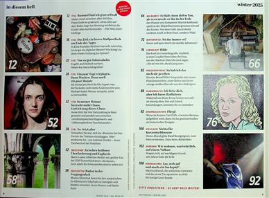 Das Magazin Inhaltsverzeichnis