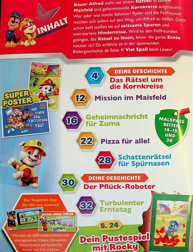 Paw Patrol Inhaltsverzeichnis