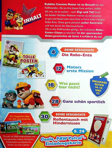 Paw Patrol Inhaltsverzeichnis