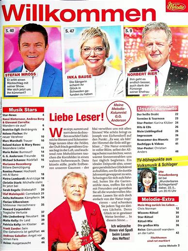 Meine Melodie Inhaltsverzeichnis