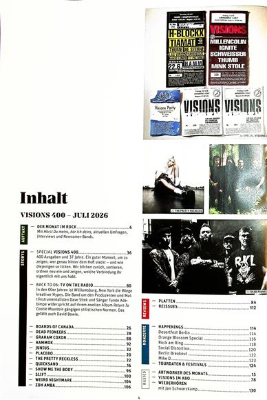 Visions Inhaltsverzeichnis