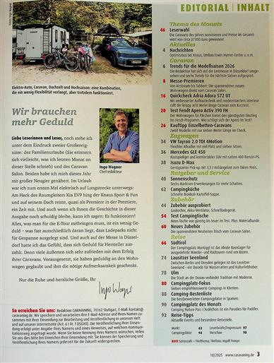 Caravaning Inhaltsverzeichnis