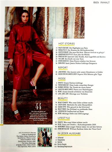 Grazia Inhaltsverzeichnis