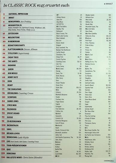 Classic Rock Inhaltsverzeichnis