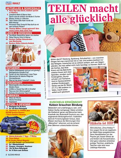 Glücks Revue Inhaltsverzeichnis