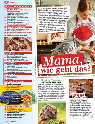 Glücks Revue Inhaltsverzeichnis