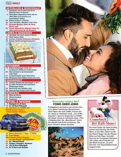 Glücks Revue Inhaltsverzeichnis