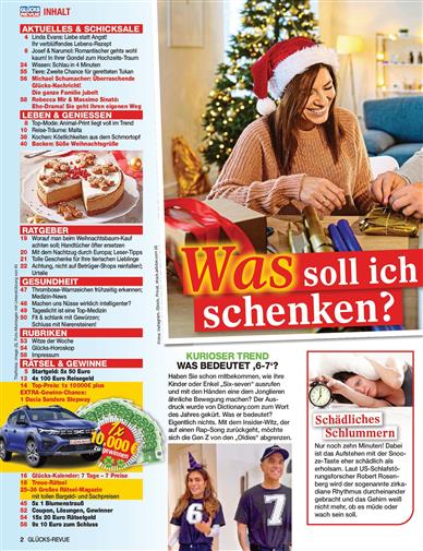 Glücks Revue Inhaltsverzeichnis