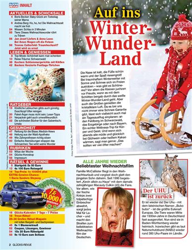 Glücks Revue Inhaltsverzeichnis