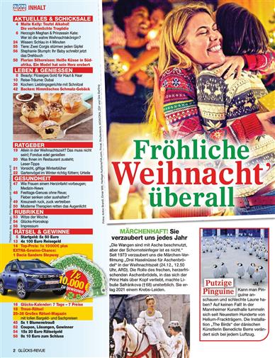 Glücks Revue Inhaltsverzeichnis