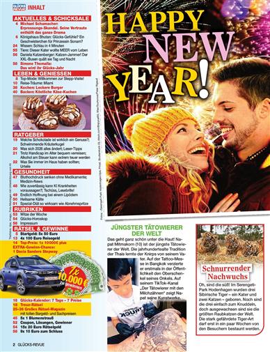 Glücks Revue Inhaltsverzeichnis