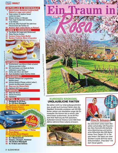 Glücks Revue Inhaltsverzeichnis