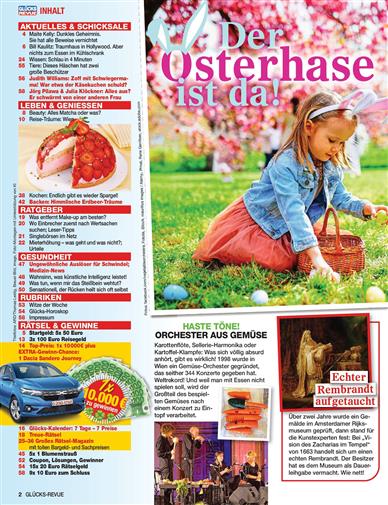 Glücks Revue Inhaltsverzeichnis