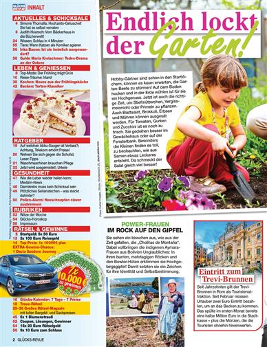 Glücks Revue Inhaltsverzeichnis