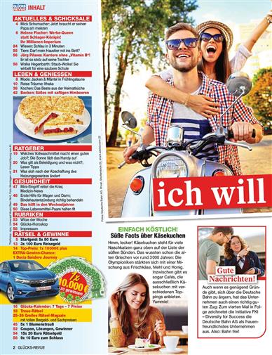 Glücks Revue Inhaltsverzeichnis