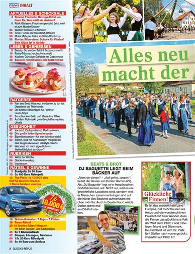 Glücks Revue Inhaltsverzeichnis