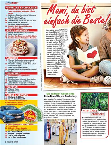 Glücks Revue Inhaltsverzeichnis