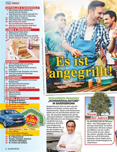 Glücks Revue Inhaltsverzeichnis