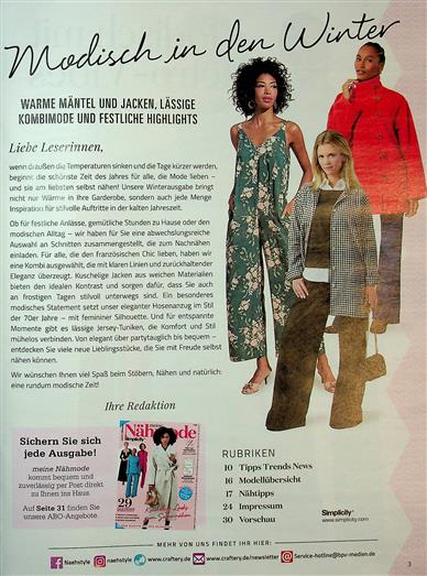 Meine Nähmode Inhaltsverzeichnis