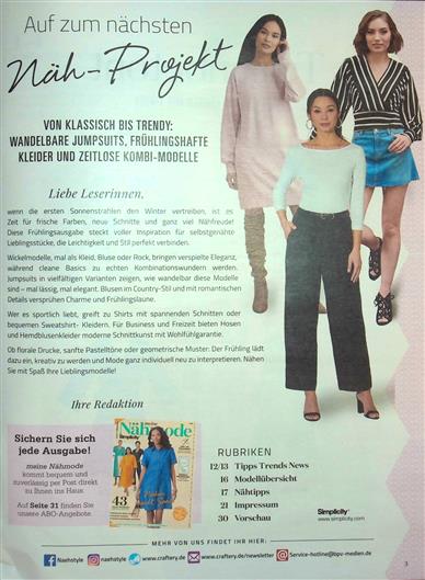 Meine Nähmode Inhaltsverzeichnis