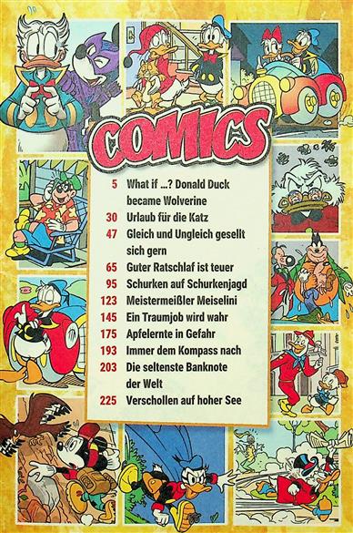 Micky Maus Comics Inhaltsverzeichnis