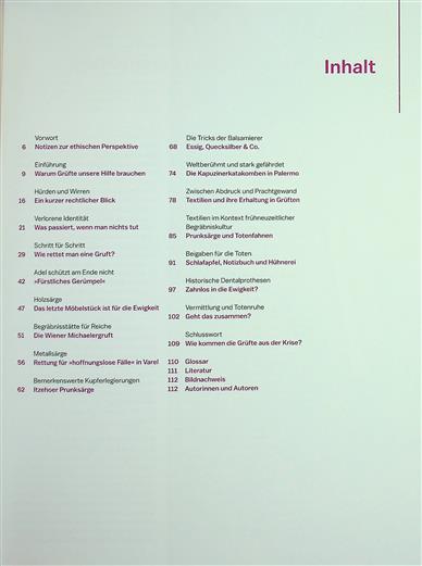 Archäologie in Deutschland Grüfte in der Krise Inhaltsverzeichnis