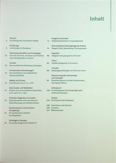 Archäologie in Deutschland Kulturen im Kaukasus Inhaltsverzeichnis