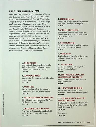 Stern Crime Extra - Das Sommerbuch 2025 Inhaltsverzeichnis