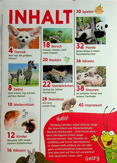Geolino Mini Tierbabys 2025 Inhaltsverzeichnis