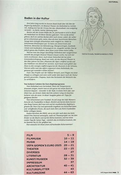 PROZ - Kultur im Raum Basel Inhaltsverzeichnis