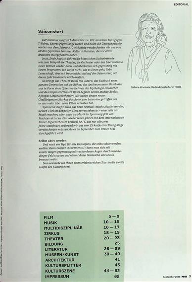 PROZ - Kultur im Raum Basel Inhaltsverzeichnis