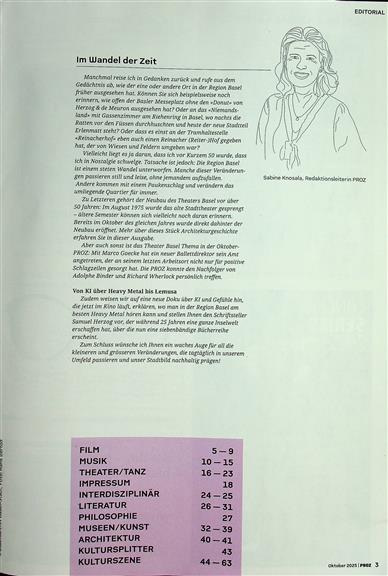 PROZ - Kultur im Raum Basel Inhaltsverzeichnis