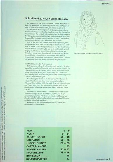 PROZ - Kultur im Raum Basel Inhaltsverzeichnis