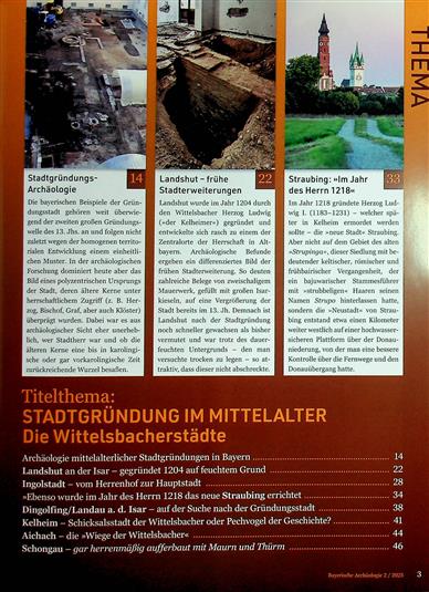 Bayerische Archäologie Inhaltsverzeichnis