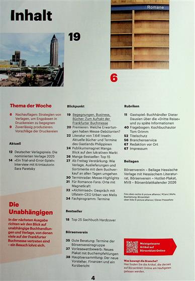 Börsenblatt Inhaltsverzeichnis