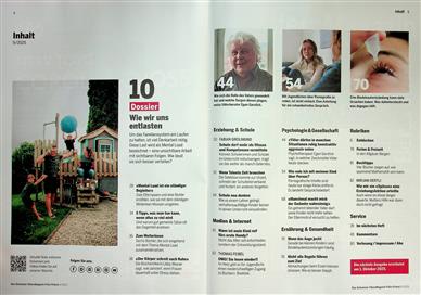 Fritz + Fränzi Elternmagazin Inhaltsverzeichnis