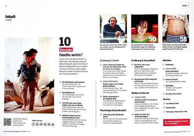 Fritz + Fränzi Elternmagazin Inhaltsverzeichnis