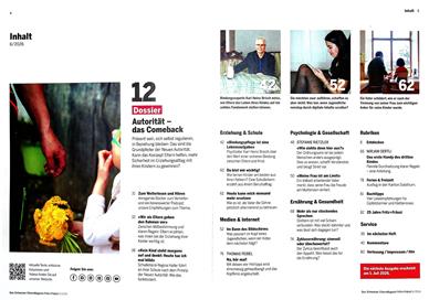 Fritz + Fränzi Elternmagazin Inhaltsverzeichnis