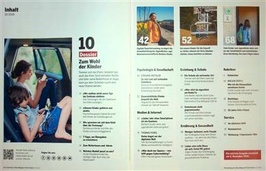 Fritz + Fränzi Elternmagazin Inhaltsverzeichnis