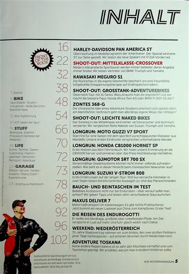 Motorrad Magazin (A) Inhaltsverzeichnis