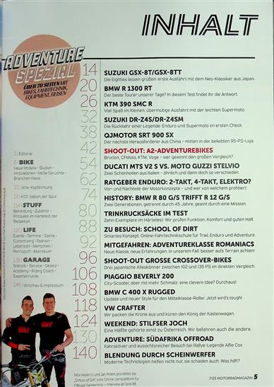 Motorrad Magazin (A) Inhaltsverzeichnis